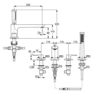Смеситель на борт ванны Kludi Zenta SL хром 484240565